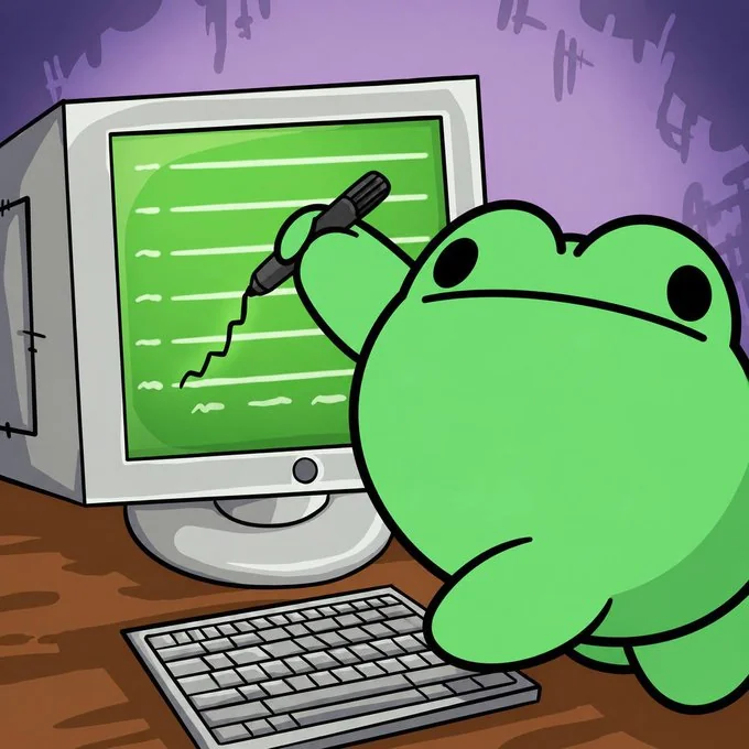 wibet drawing a line on an old computer monitor